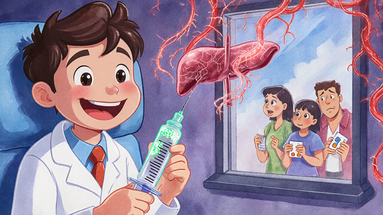 A child receiving gene therapy while inflammation spreads through the body in glowing vines.