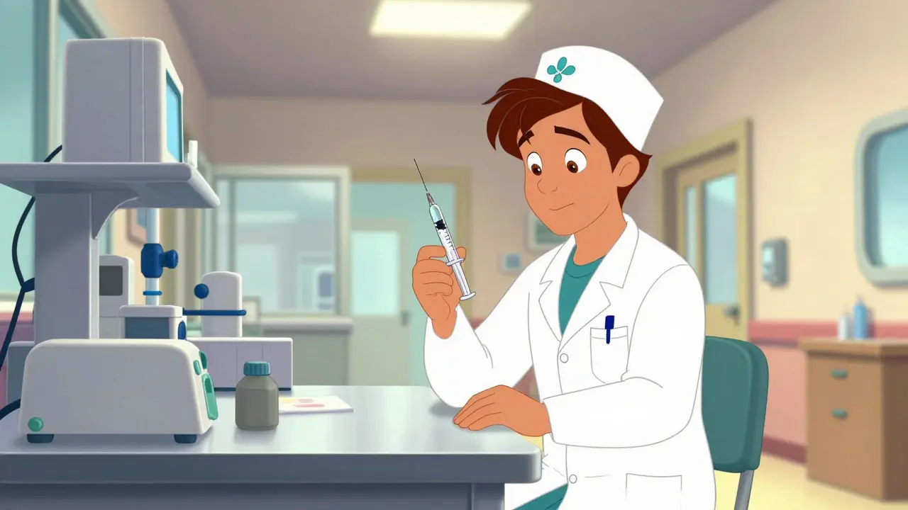 Healthcare worker preparing for ACTH stimulation test