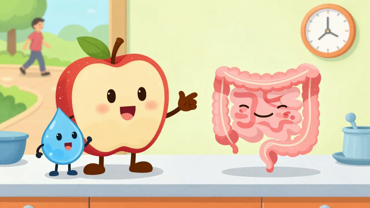 Anthropomorphic fiber and water characters promoting gut health