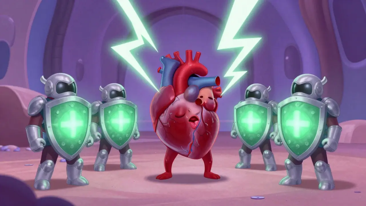 Beta-blocker shields protecting heart from adrenaline