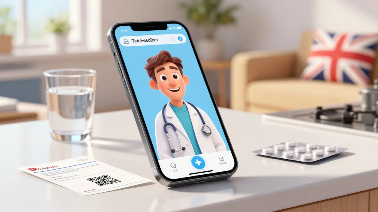 Telehealth doctor consultation on smartphone with prescription