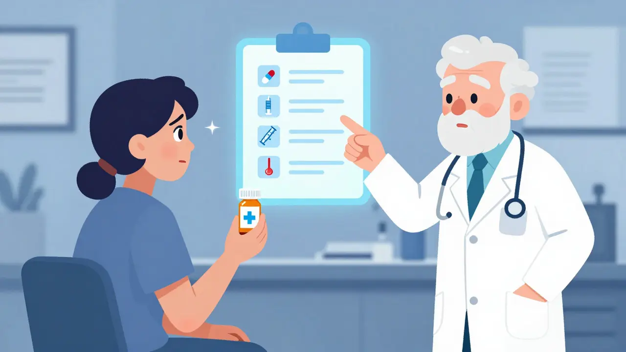 Doctor explaining risk factors to patient with checklist