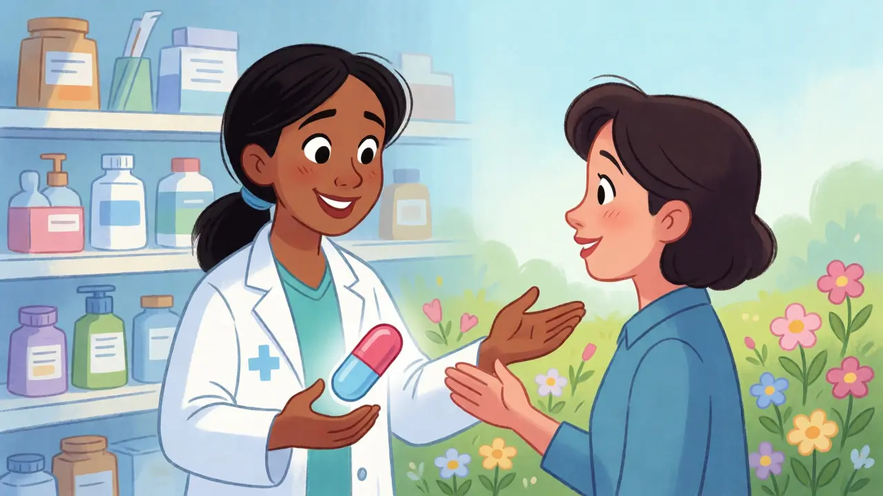 Pharmacist simplifying medication routine